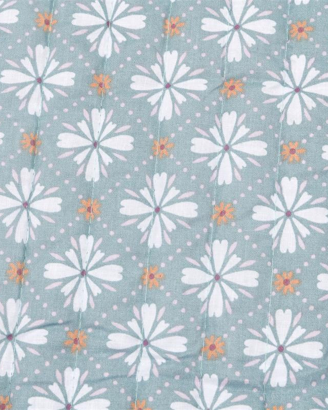 Tissu Matelassé Petits Roitelets Fond Blanc - Mercerine