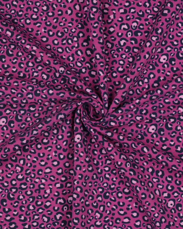 Jersey French Terry Rose Motif Léopard - Mercerine