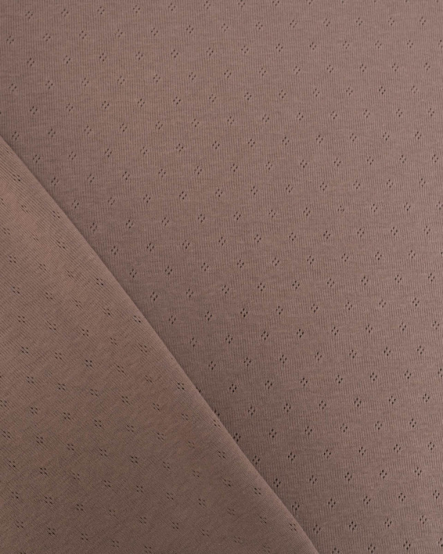 Tissu Jersey Maille Pointelle Taupe  -Mercerine