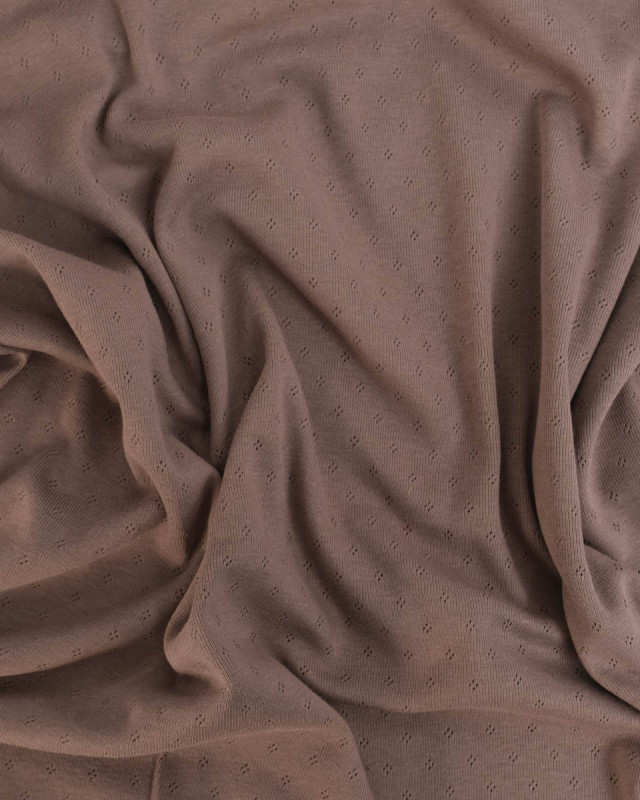 Tissu Jersey Maille Pointelle Taupe  -Mercerine