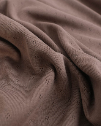 Tissu Jersey Maille Pointelle Taupe - Mercerine