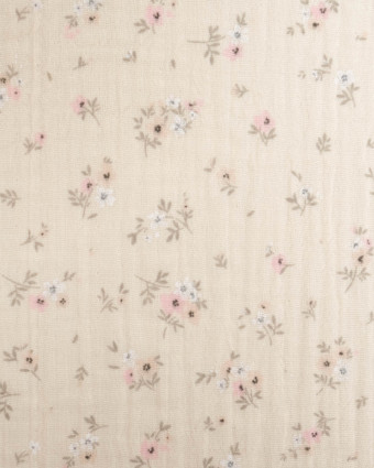 Double Gaze Impression Bouquet de Fleur Ecru  - Mercerine