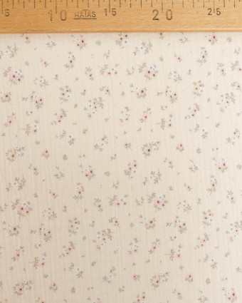 Double Gaze Impression Bouquet de Fleur Ecru  - Mercerine