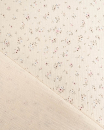 Double Gaze Impression Bouquet de Fleur Ecru  - Mercerine