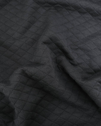 Tissu Molleton Matelassé Noir Uni - Mercerine