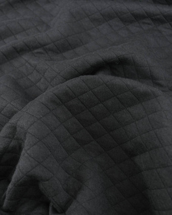 Tissu Molleton Matelassé Noir Uni - Mercerine