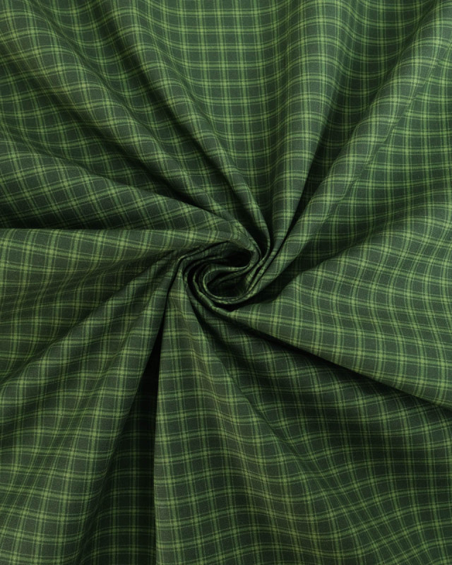 Popeline de Coton à Petits Carreaux Verts - Mercerine