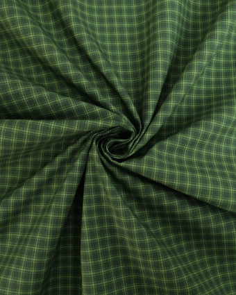 Popeline de Coton à Petits Carreaux Verts - Mercerine