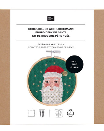 Kit de Broderie Père Noël Avec Tambour 10 cm - Rico Design - Mercerine