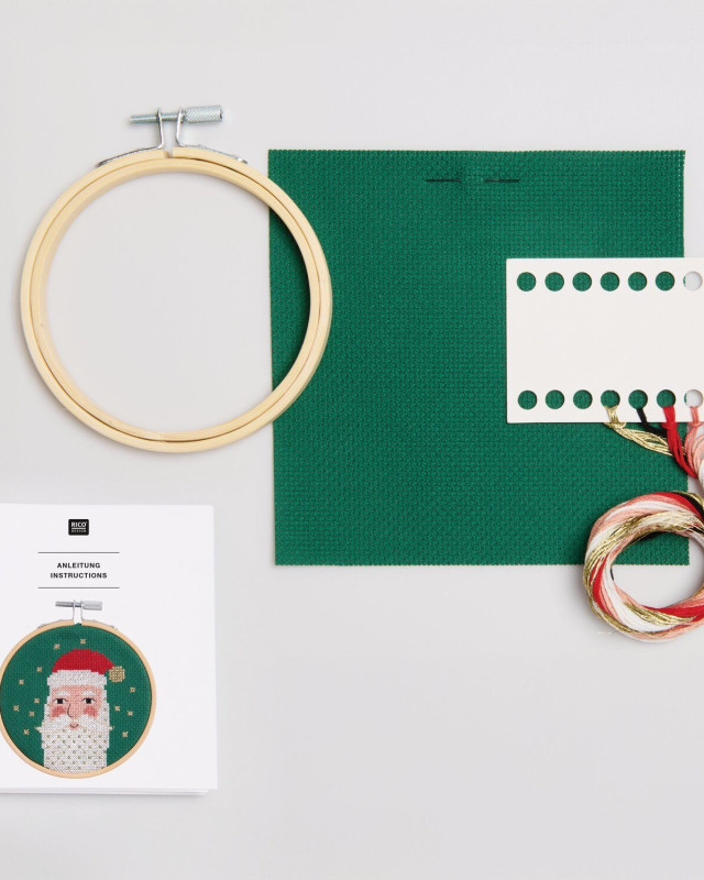 Kit de Broderie Père Noël Avec Tambour 10 cm - Rico Design - Mercerine
