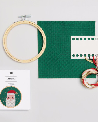 Kit de Broderie Père Noël Avec Tambour 10 cm - Rico Design - Mercerine