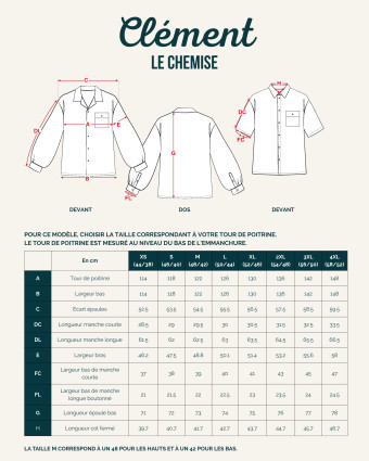 Patron Chemise Clément  - Maéli - Mercerine