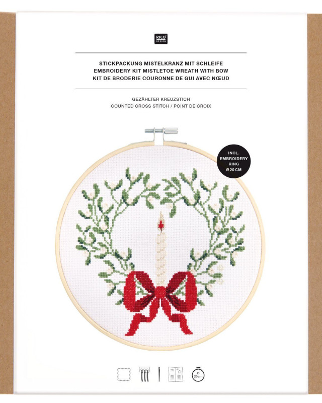 Kit de Broderie Couronne de Gui avec Nœud  - Rico Design - Mercerine