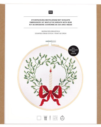 Kit de Broderie Couronne de Gui avec Nœud  - Rico Design - Mercerine