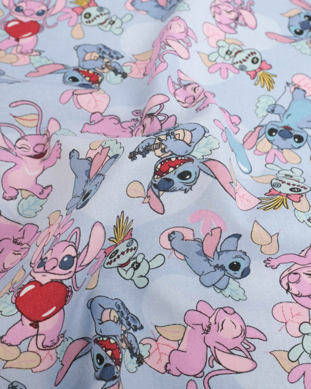 Tissu Coton Lilo et Stitch Angel Love - Mercerine
