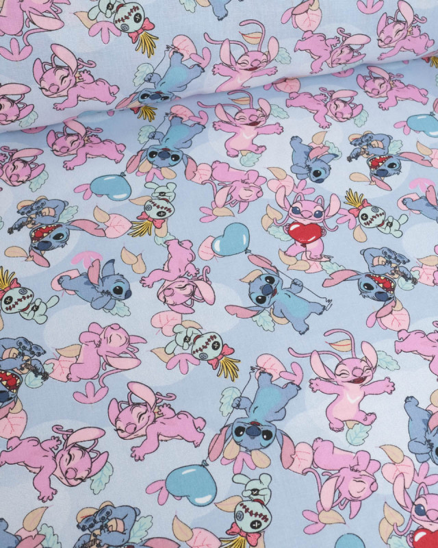 Tissu Coton Lilo et Stitch Angel Love - Mercerine