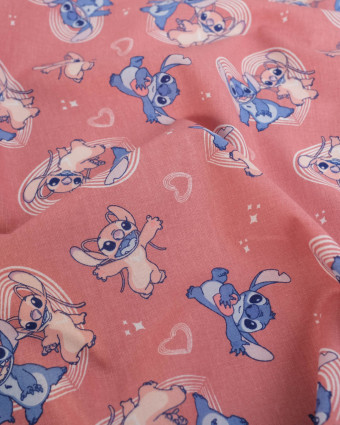 Tissu Coton Lilo et Stitch Angel Happy Marsala - Mercerine