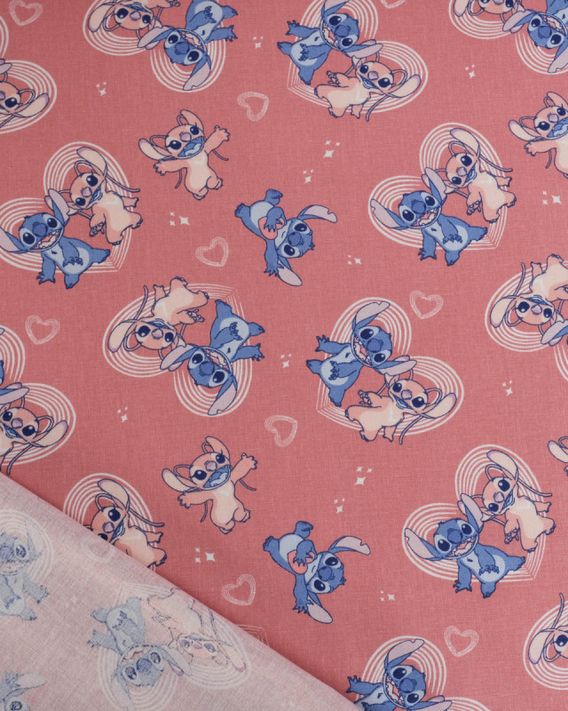Tissu Coton Lilo et Stitch Angel Happy Marsala - Mercerine