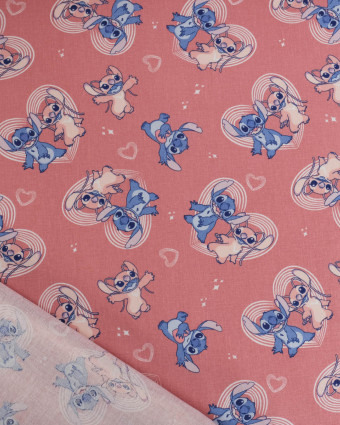 Tissu Coton Lilo et Stitch Angel Happy Marsala - Mercerine