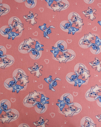 Tissu Coton Lilo et Stitch Angel Happy Marsala - Mercerine