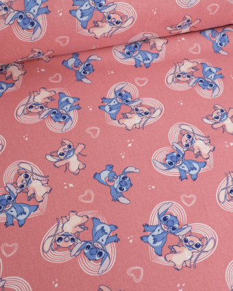 Tissu Coton Lilo et Stitch Angel Happy Marsala - Mercerine