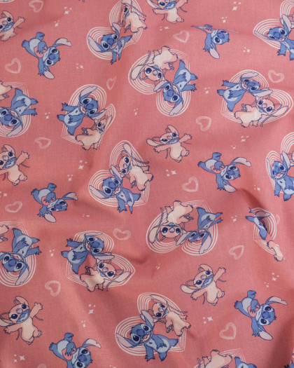 Tissu Coton Lilo et Stitch Angel Marsala - Mercerine
