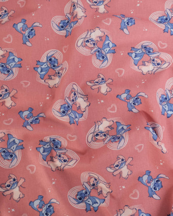 Tissu Coton Lilo et Stitch Angel Marsala - Mercerine