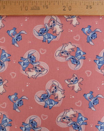 Tissu Coton Lilo et Stitch Angel Happy Marsala - Mercerine