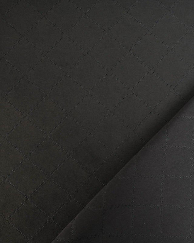 Tissu Suédine Matelassé Noir - Mercerine