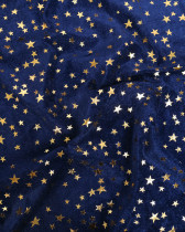 Tissu Velours Bleu Marine Etoiles Dorées