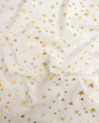 Tissu Velours Ivoire Etoiles Dorées - Mercerine