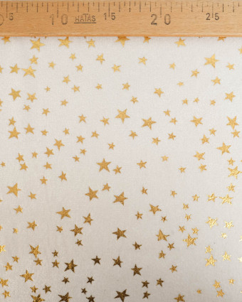 Tissu Velours Ivoire Etoiles Dorées - Mercerine