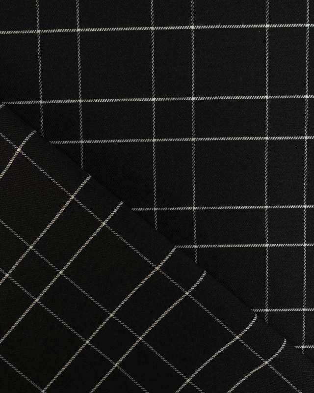 Tissu à Carreaux Grande Largeur Lin Noir et Blanc - Mercerine