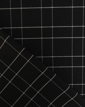 Tissu à Carreaux Grande Largeur Lin Noir et Blanc - Mercerine