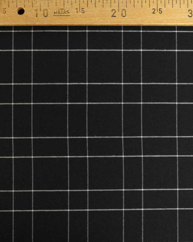 Tissu à Carreaux Grande Largeur Lin Noir et Blanc - Mercerine