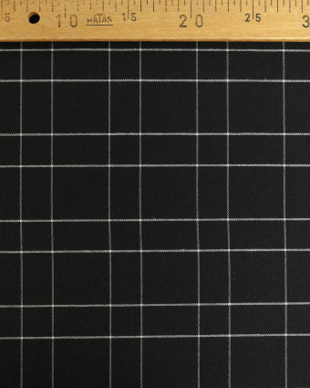 Tissu à Carreaux Grande Largeur Lin Noir et Blanc - Mercerine