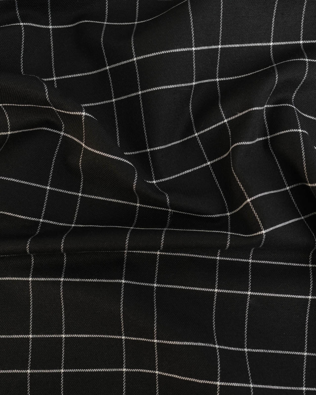 Tissu à Carreaux Grande Largeur Lin Noir et Blanc - Mercerine