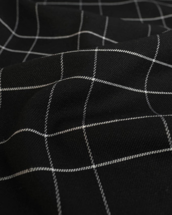 Tissu à Carreaux Grande Largeur Lin Noir et Blanc - Mercerine