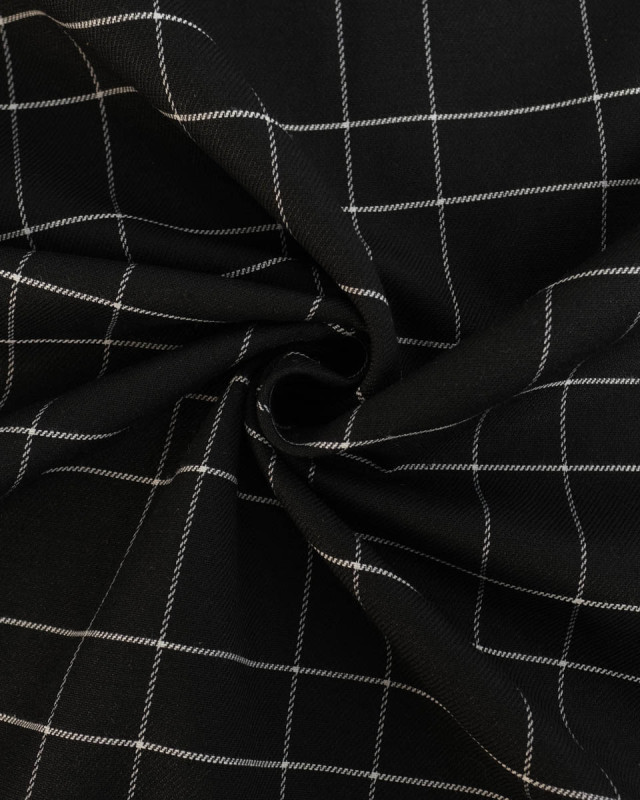 Tissu à Carreaux Grande Largeur Lin Noir et Blanc - Mercerine