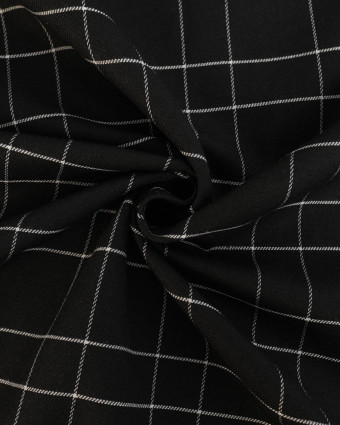 Tissu à Carreaux Grande Largeur Lin Noir et Blanc - Mercerine