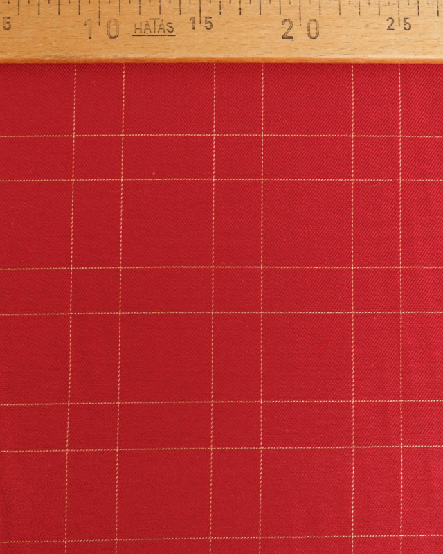 Tissu à Carreaux Grande Largeur Rouge et Doré - Mercerine