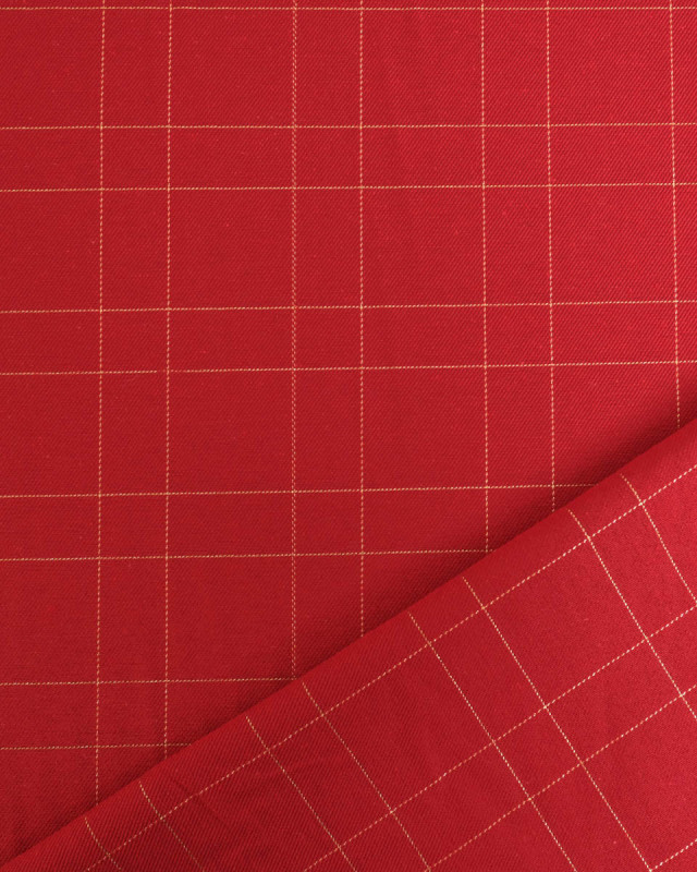 Tissu à Carreaux Grande Largeur Rouge et Doré - Mercerine