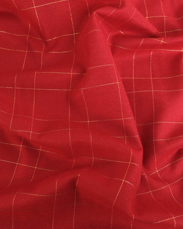 Tissu à Carreaux Grande Largeur Rouge et Doré - Mercerine