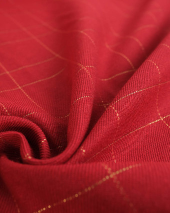 Tissu à Carreaux Grande Largeur Rouge et Doré - Mercerine