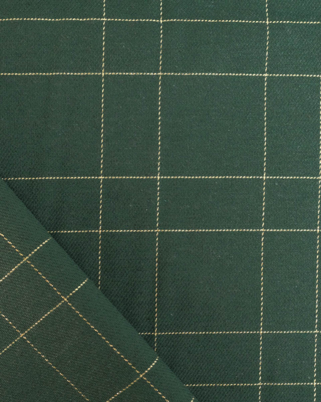 Tissu à Carreaux Grande Largeur Vert et Doré - Mercerine