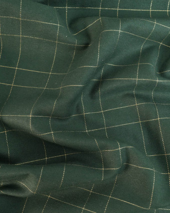 Tissu à Carreaux Grande Largeur Vert et Doré - Mercerine