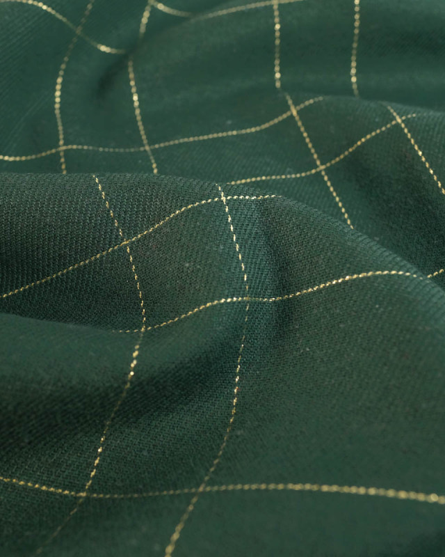 Tissu à Carreaux Grande Largeur Vert et Doré - Mercerine
