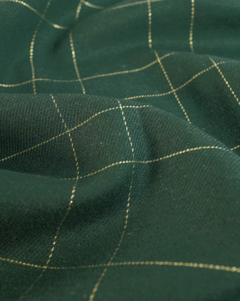 Tissu à Carreaux Grande Largeur Vert et Doré - Mercerine