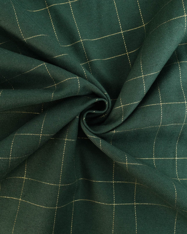 Tissu à Carreaux Grande Largeur Vert et Doré - Mercerine