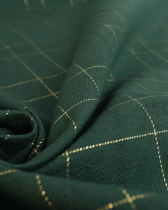 Tissu à Carreaux Grande Largeur Vert et Doré - Mercerine